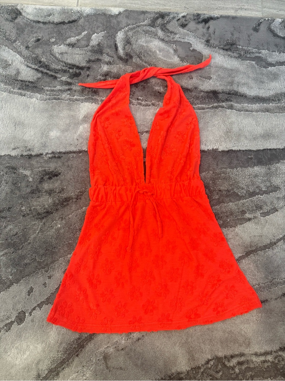 Fashion Nova Bright Orange Halter Swim Coverup